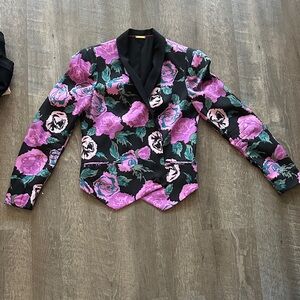 Rebecca Minkoff Black and Purple Floral Blazer